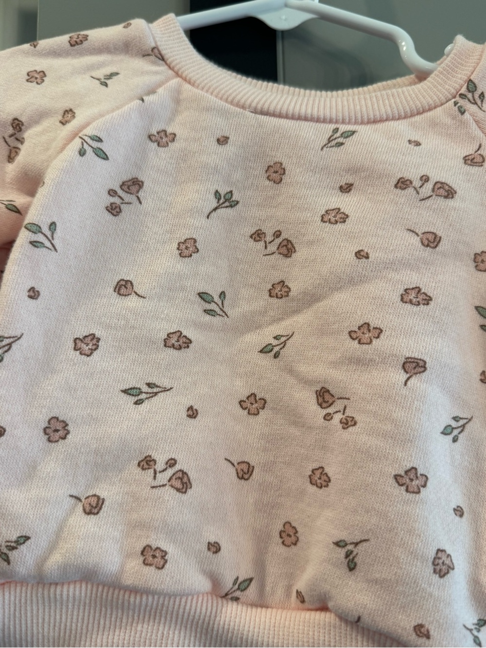 Rabbit & Bear Organic Pink Floral Infant Sweatshirt set - Picture 2 of 6